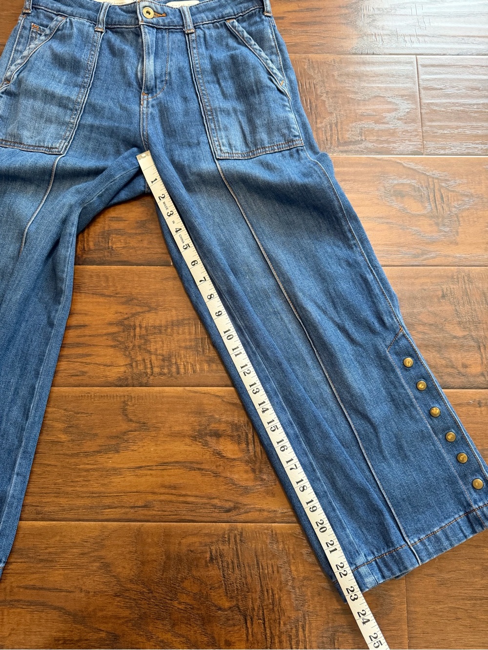 Pilcro and the Letterpress Wide-Leg Cropped Jeans with Button Side Hem - Picture 12 of 13